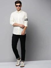 Men Cream Solid Casual Shirt-COLTONPLAIN-4513-Cream