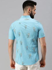 Men Blue Printed Casual Shirt-HARSHAPRINT-1218-Blue
