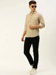 Men Beige Printed Casual Shirt-REPLAYPRINTSLINEN-3458-Beige