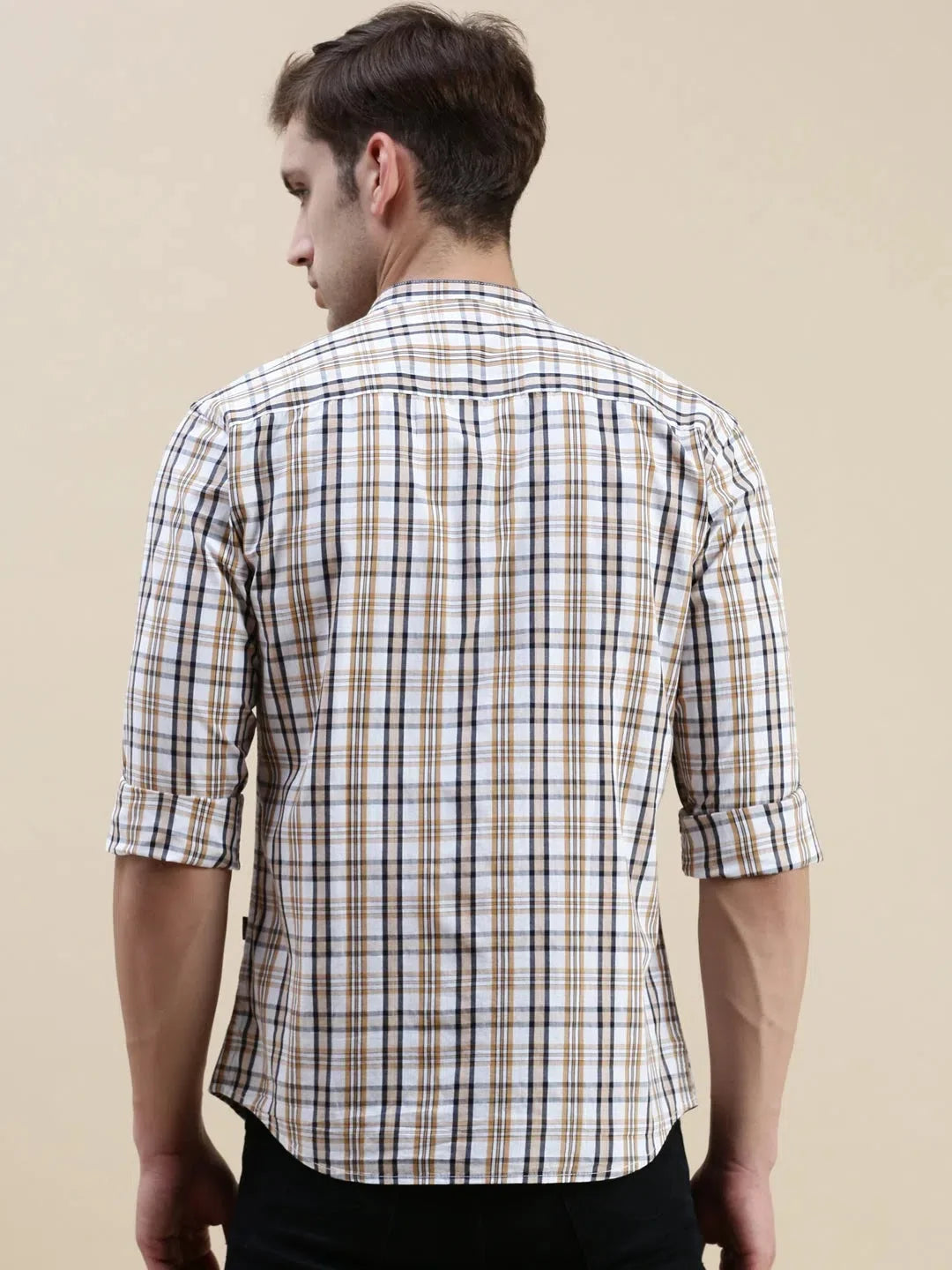White Checked Mens Shirt | Cotton Casual Shirt by DesiQlo