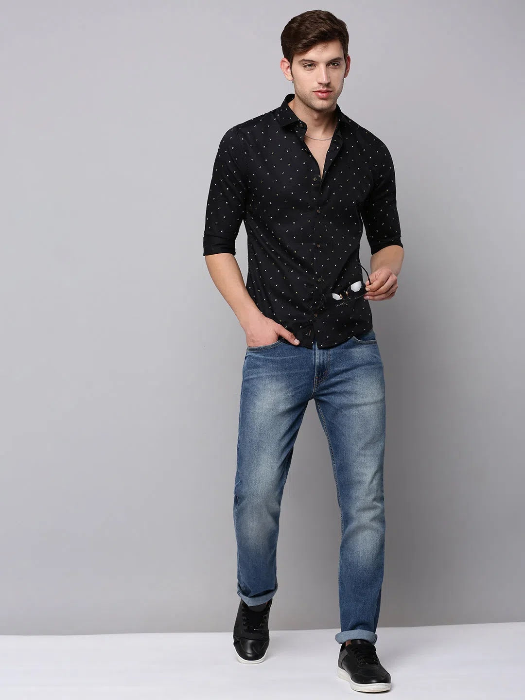 Black Printed Casual Shirt - DesiQlo Trendy Cotton Mens Shirt