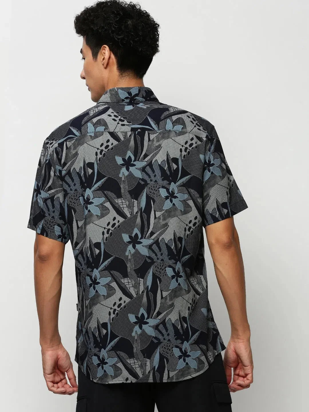 Men's Navy Floral Cotton Printed Shirt - DesiQlo Casual Shirt