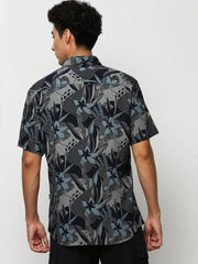 Men Navy Floral Casual Casual Shirts-GEORGE-1651-Navyblue