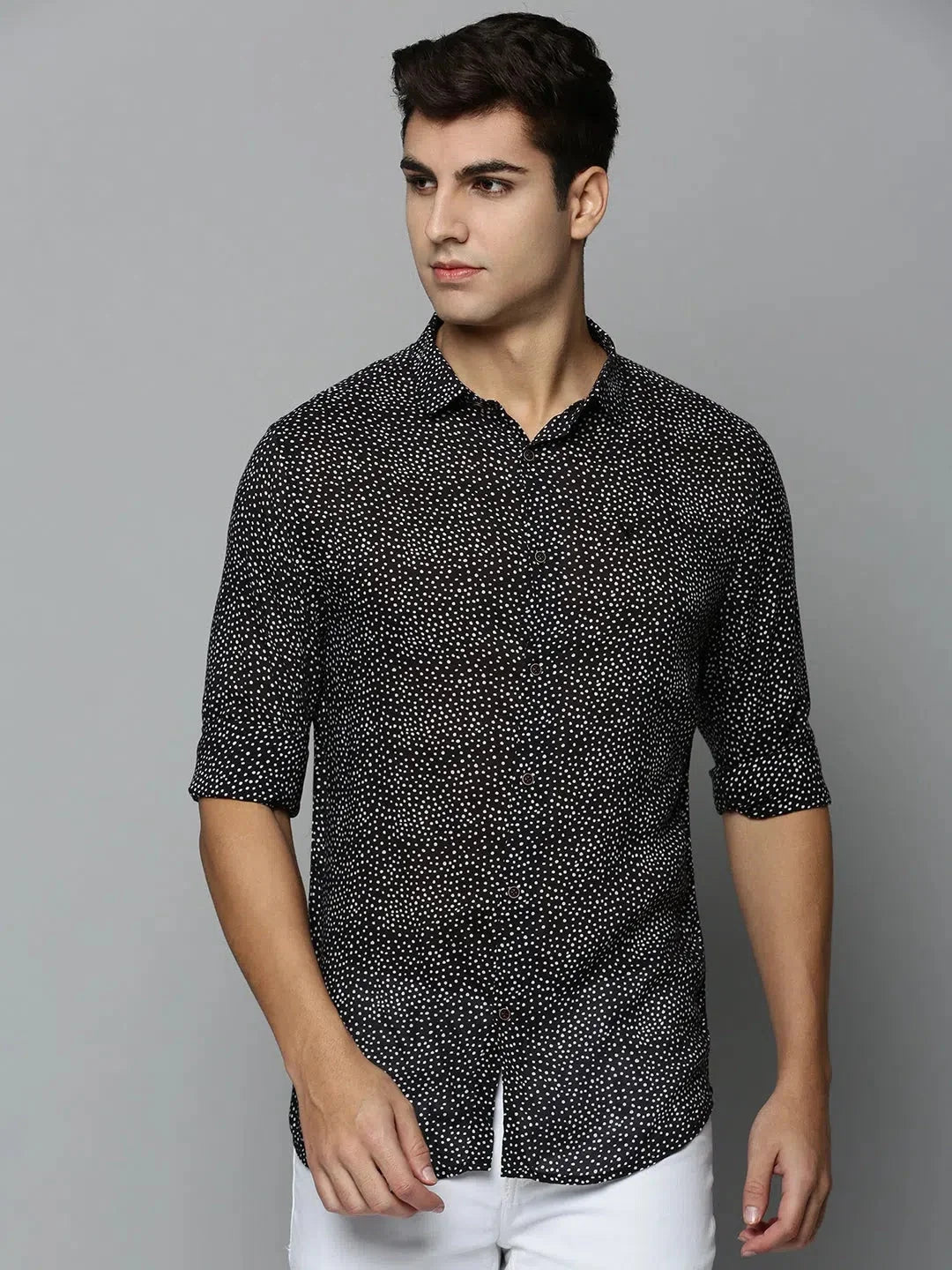 Black Printed Mens Shirt | Viscose Casual Shirt
