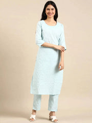 Women's Blue Solid Kurta SetKC-791-Blue