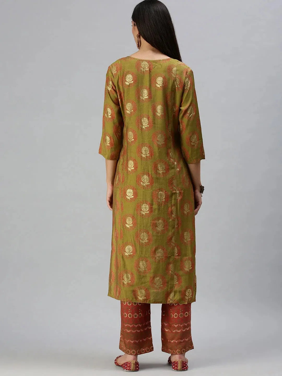 Green Floral Cotton Kurta Sets | Women's Indian Kurta Sets