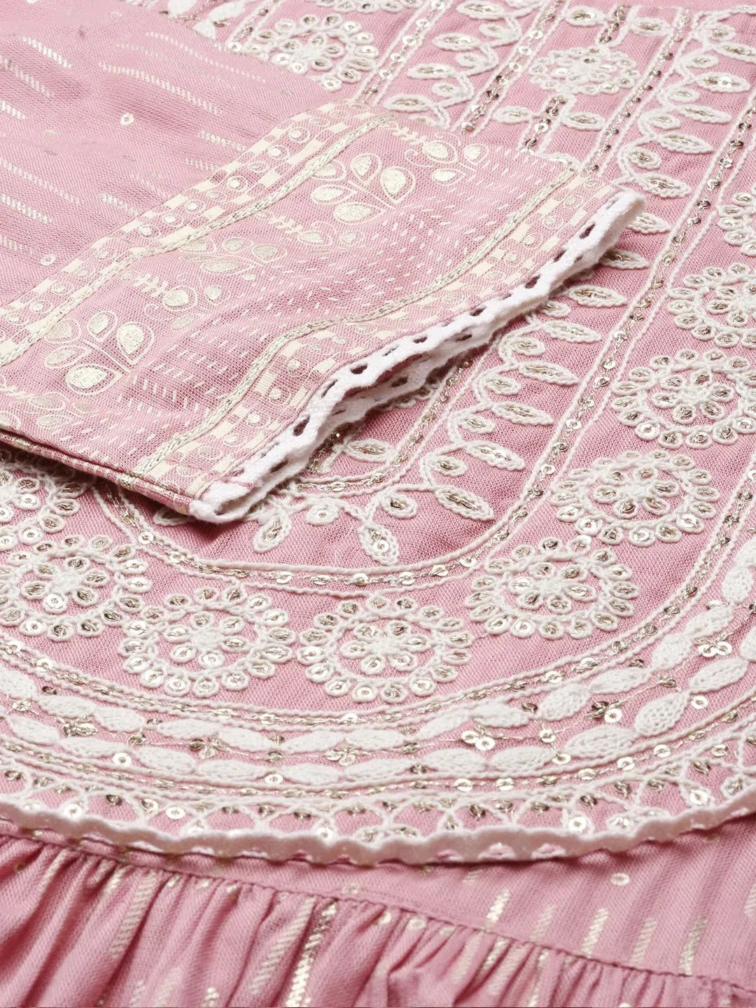 Pink Geometric Women's Kurta Set | Viscose Indian Kurta