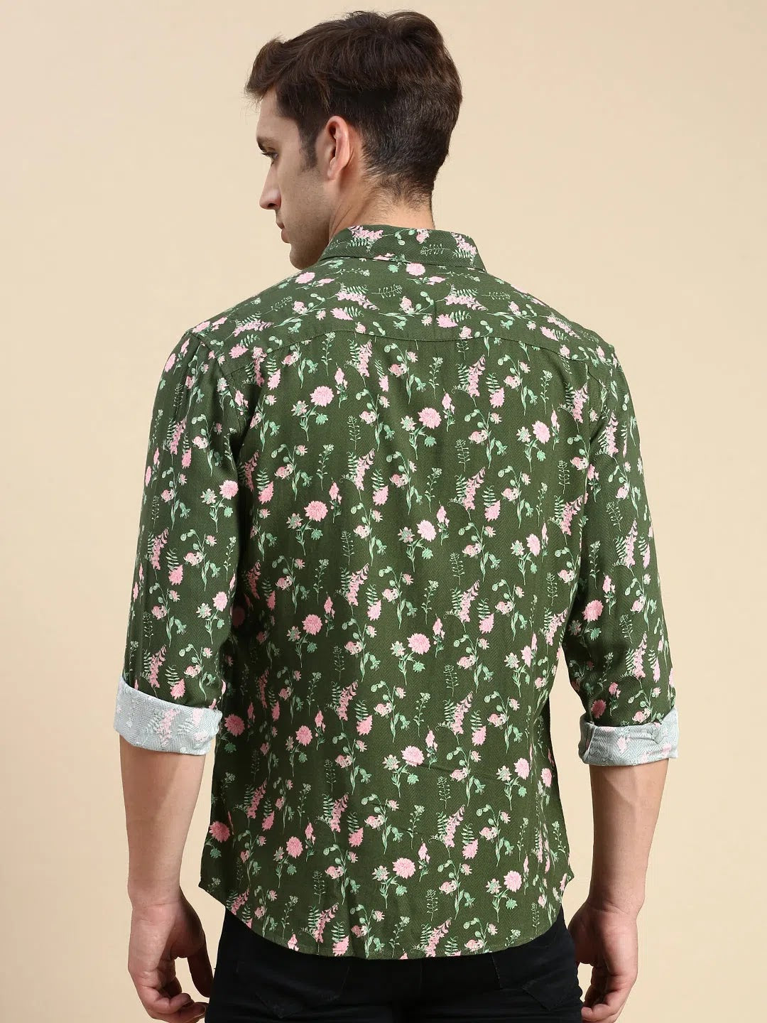 Wholesale Men Green Printed Casual Shirt