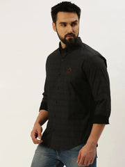 Men Black Checked Casual Shirt-LEHARICHECKS-5332-Black