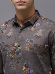 Men Grey Printed Casual Shirt-PARKERPRINT-1543-Grey