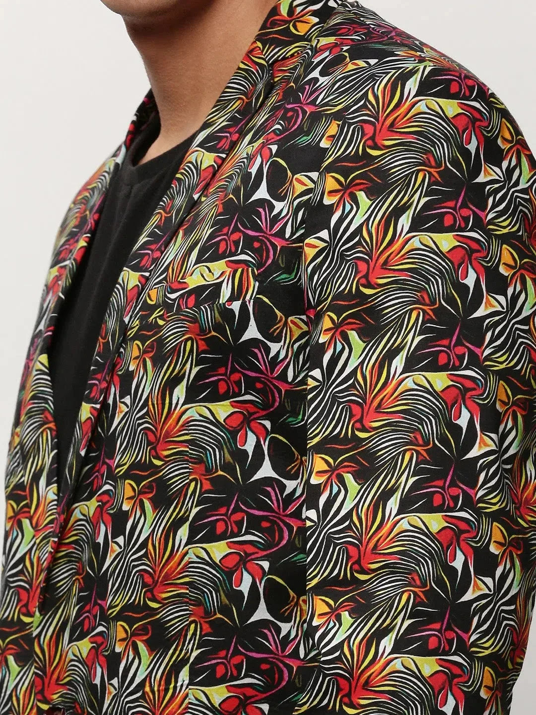 Black Printed Casual Blazers for Men | Indian Nehru Jackets