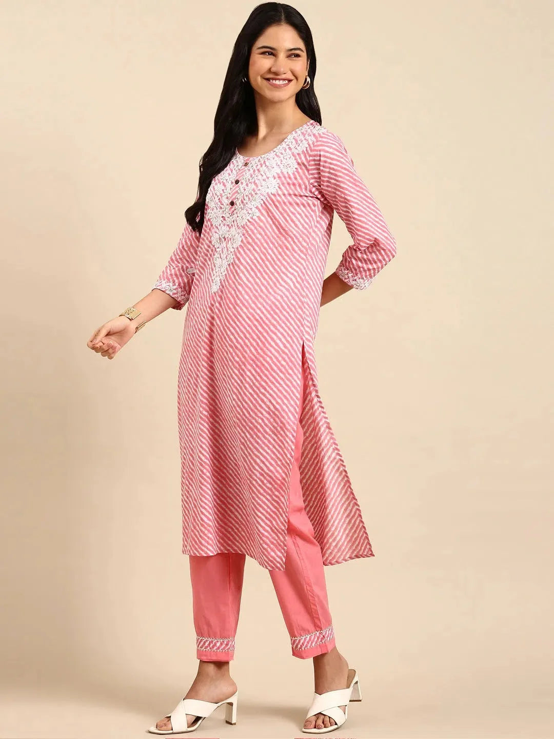 Pink Tie Dye Kurta Set with Dupatta | Women's Kurta Sets