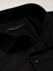 Men Black Solid Formal Shirt-NECKAMPLAIN-3160-Black