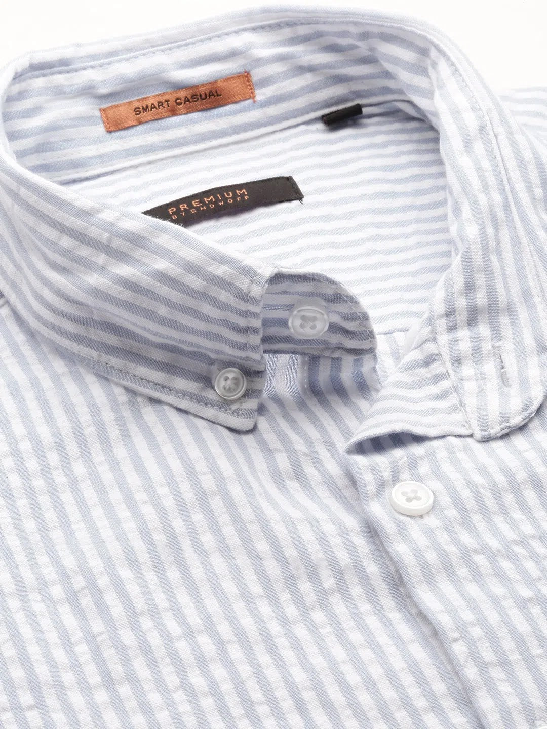 White Striped Mens Cotton Shirt - Casual Shirts by DesiQlo