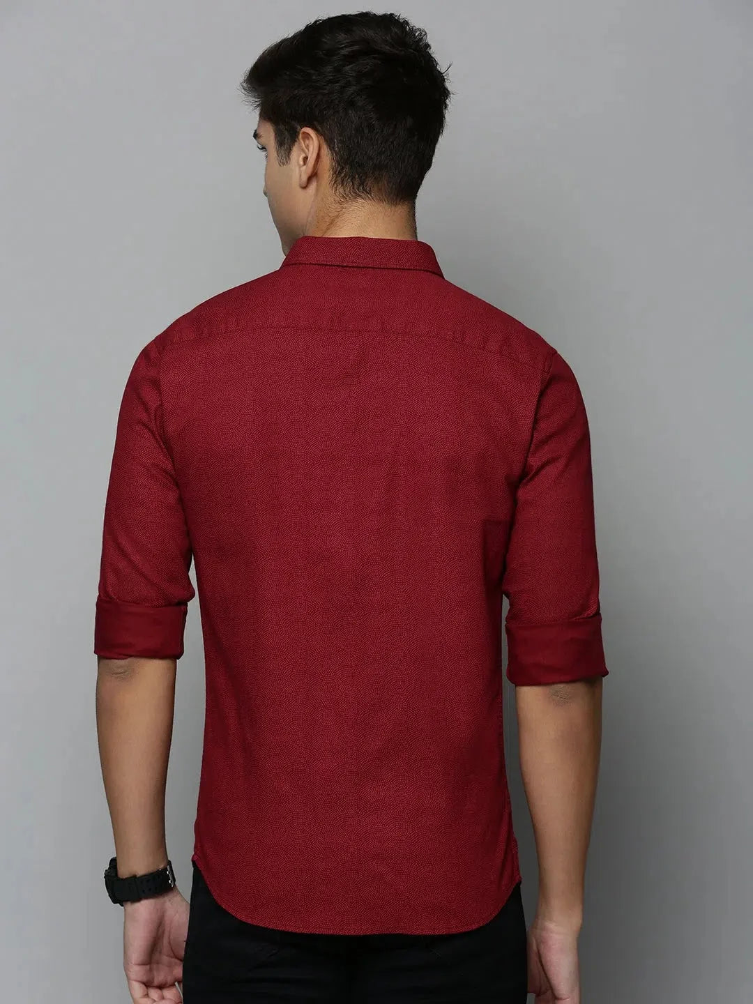 Maroon Printed Mens Shirt - Cotton Casual Shirt | DesiQlo