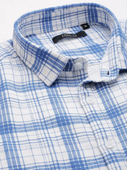 Men White Checked Casual Shirt-QUERENCIACHECKS-3364-White