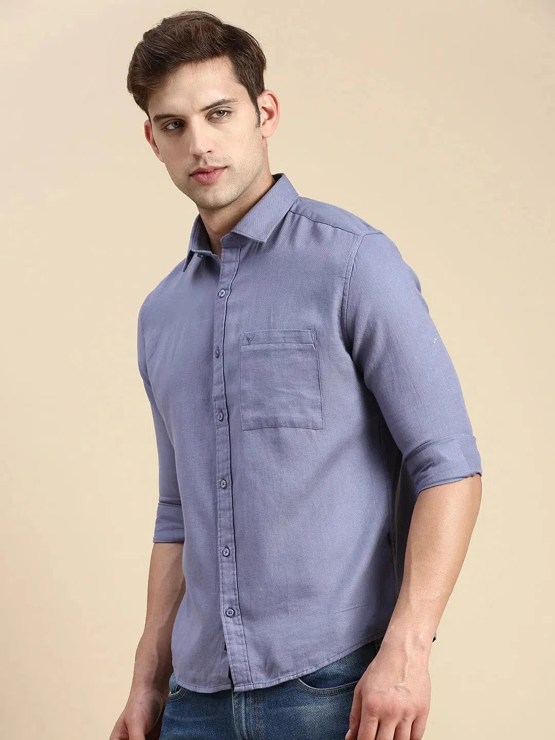 Blue Solid Cotton Mens Shirt | Classic Formal Shirts