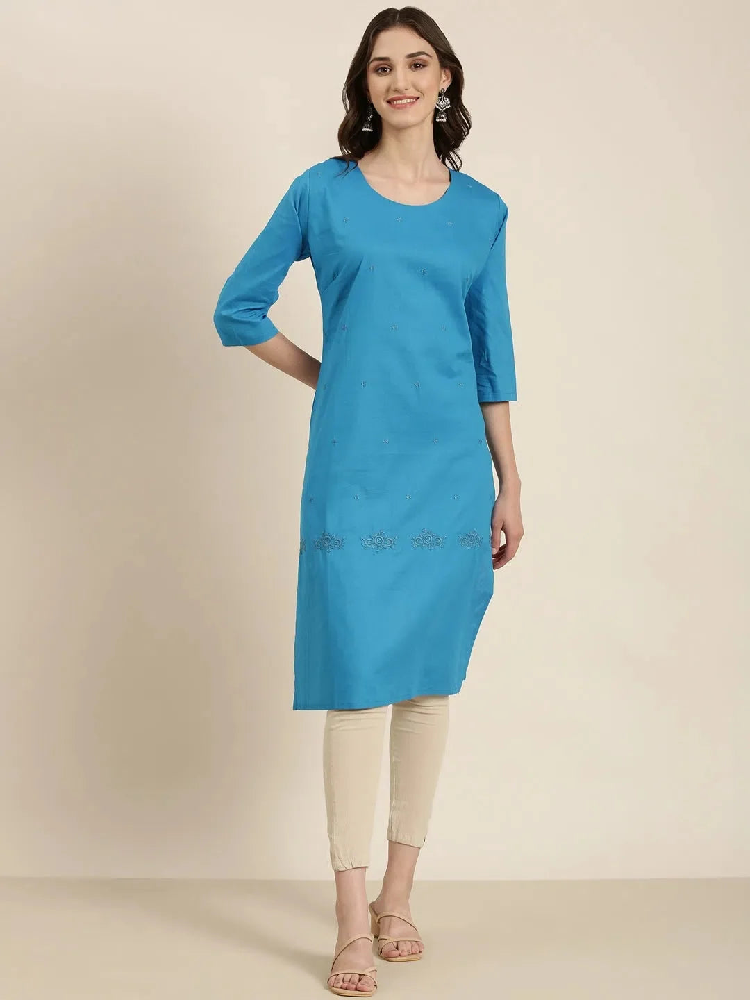 Women's Solid Blue Kurta - Casual Indian Kurtas Collection