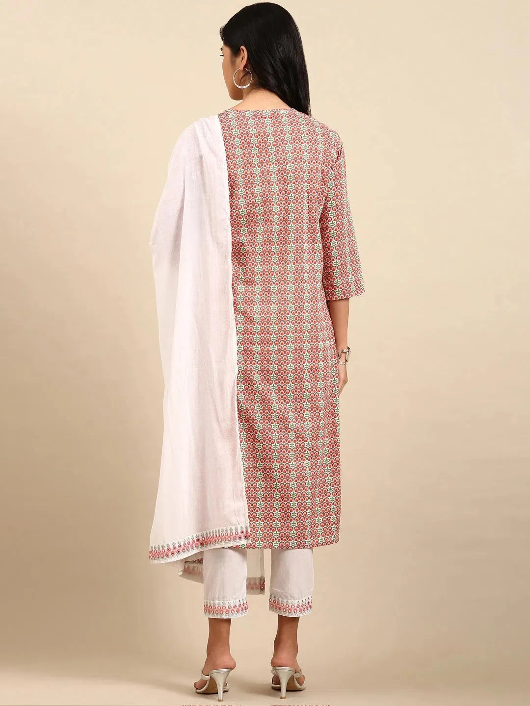 Women's Peach Cotton Kurta Set | Indian Kurta Sets Online