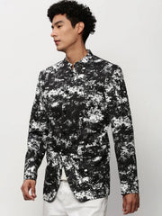 Men Black Printed Casual Blazers-SOBLZ-083-1-Black