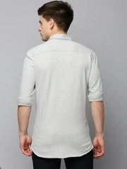 Men Grey Solid Casual Shirt-SAATVIKKNITS-4453-Greymelange
