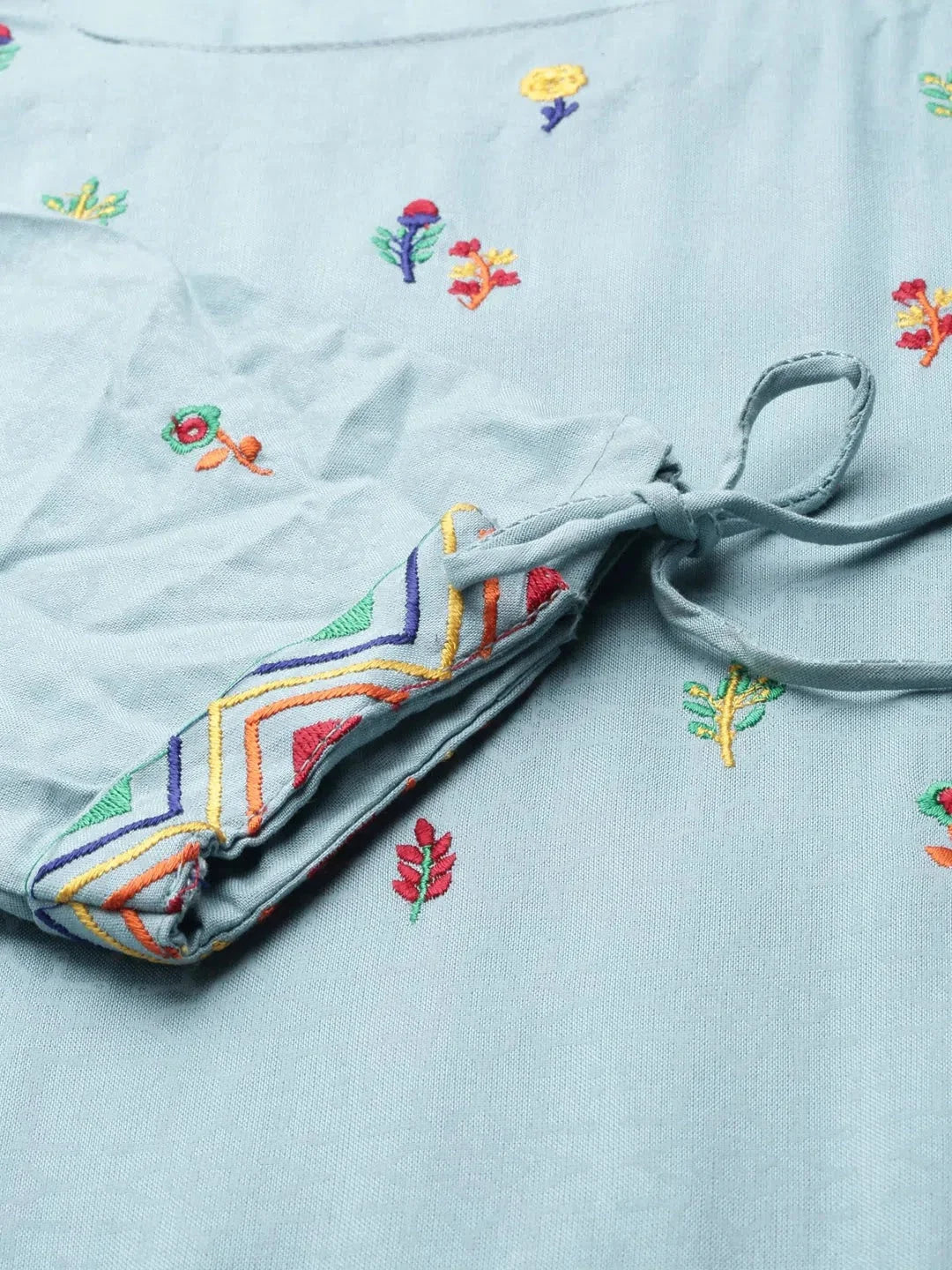 Turquoise Blue Printed Kurta - Women's Indian Kurtis Online