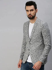 Men Grey Printed Party Blazers-SOBLZ247-Grey