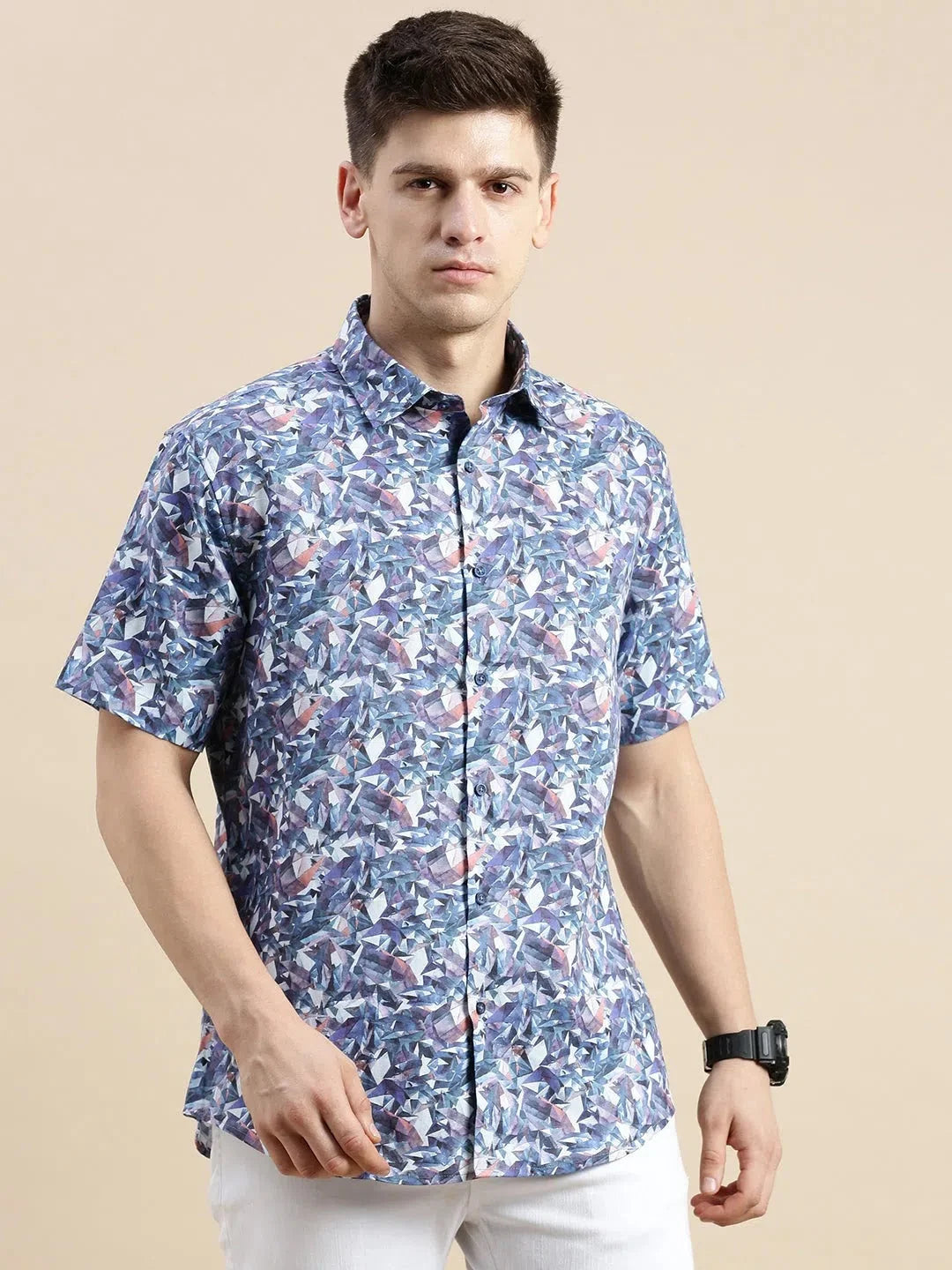 Multi Abstract Mens Shirt - Galaxy Cotton Printed Shirt DesiQlo