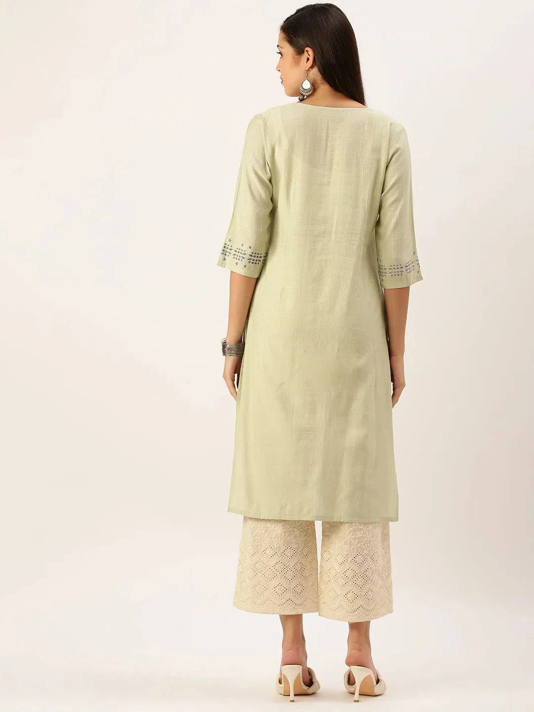 Green Cotton Kurta - Solid Indian Kurta for Women Online