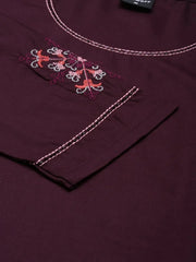 Women Purple Solid Straight Kurta-DF-1579-Purple