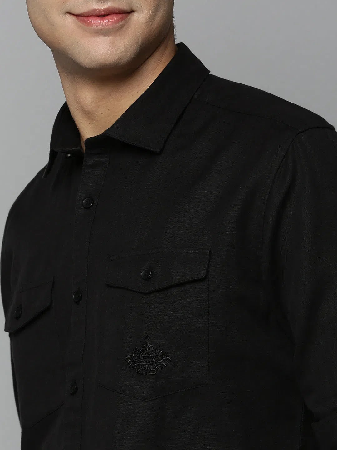 Black Solid Mens Shirt - Cotton Casual & Formal Shirts