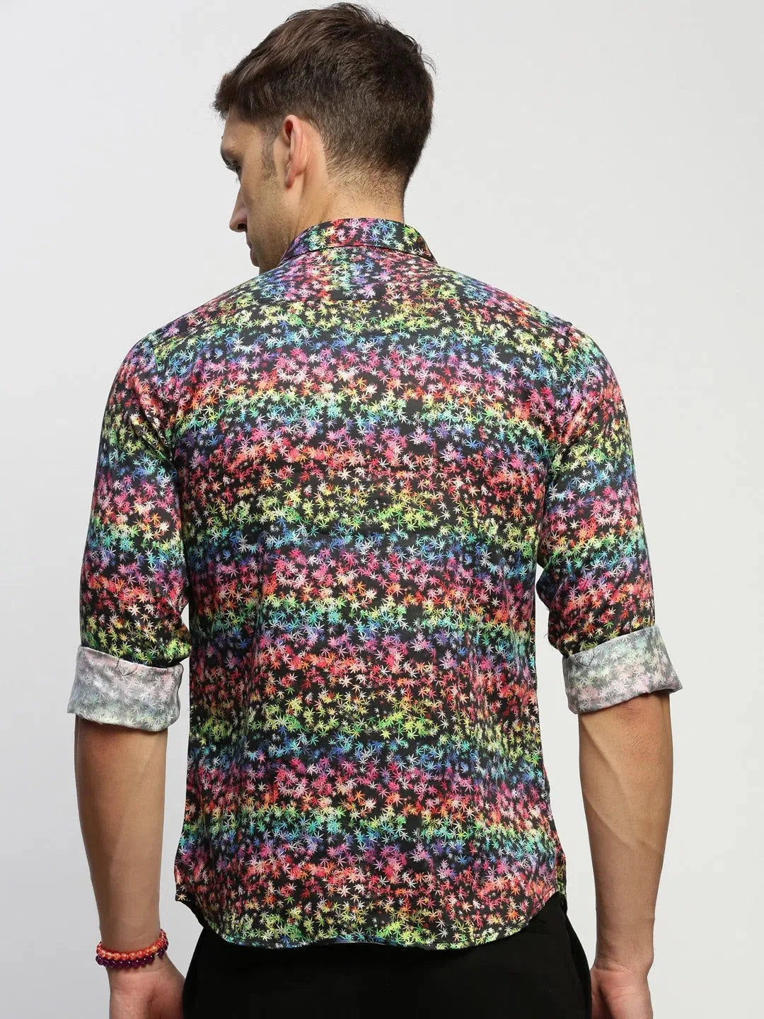 Black Floral Printed Shirt - Mens Cotton | DesiQlo
