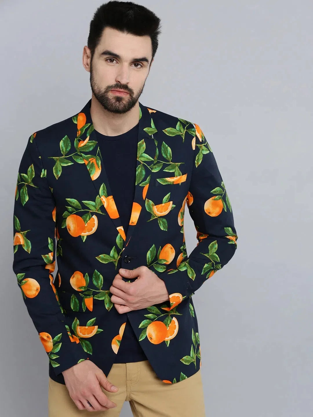 Blue Printed Blazer | Men's Nehru Jacket with Kurta - DesiQlo