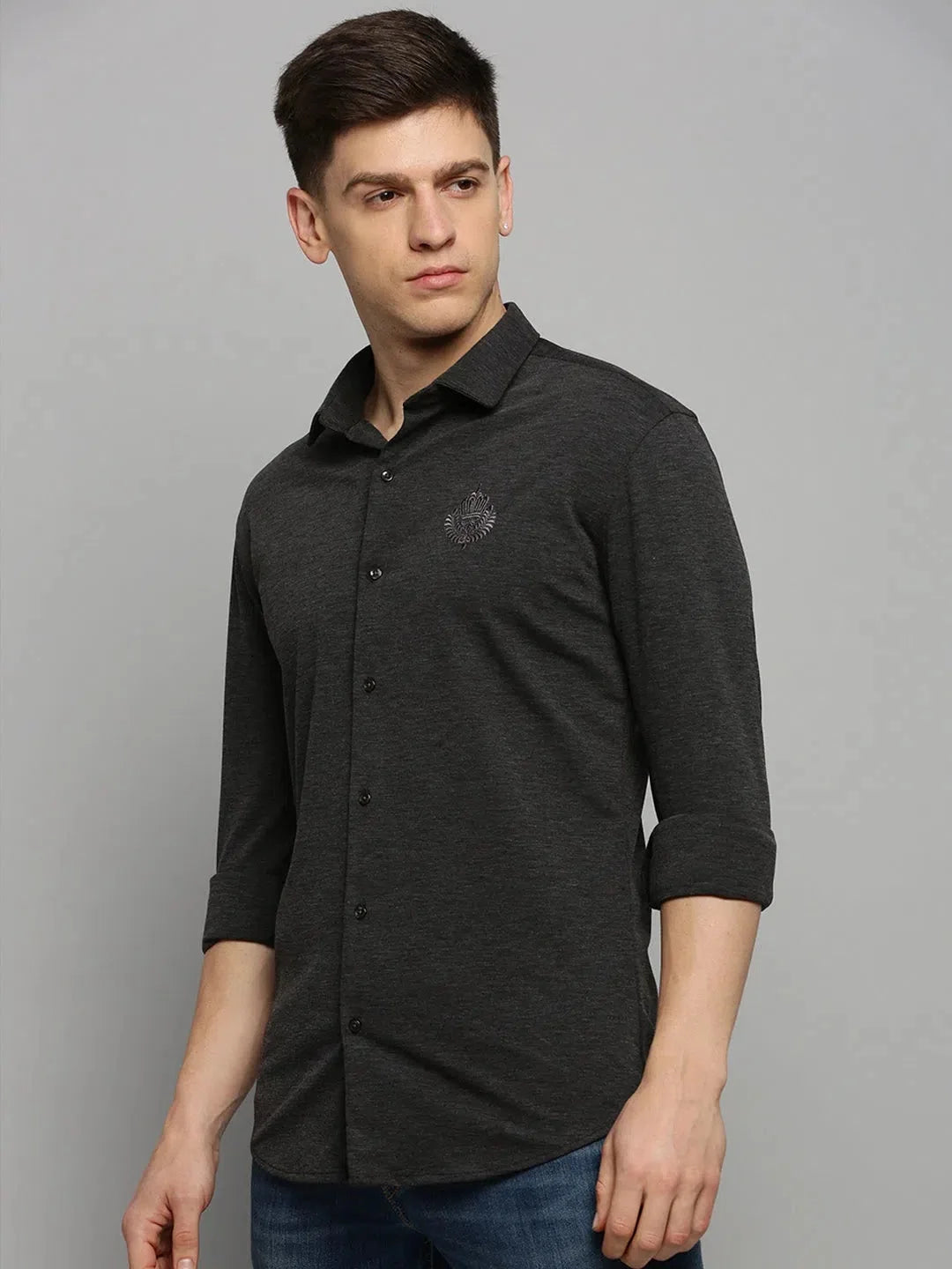 Grey Solid Mens Shirt - Stylish Cotton Casual Shirt
