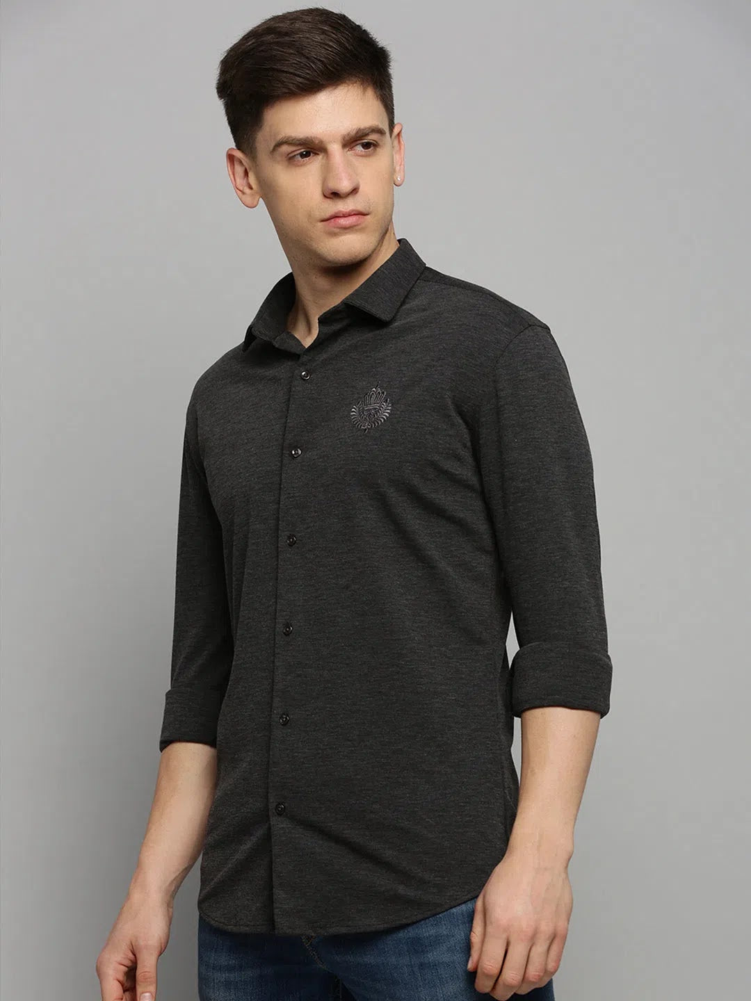 Grey Solid Mens Shirt - Stylish Cotton Casual Shirt