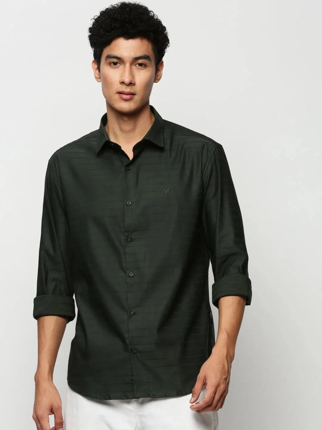 Trending Men's Green Striped Cotton Shirt | Casual Style