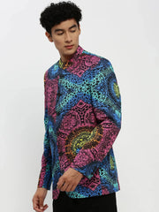 Men Pink Printed Blazer-SOBLZ-84-4-Pinkblue