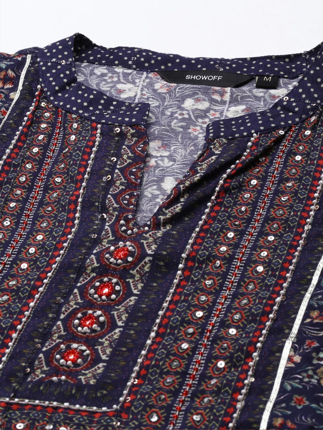 Navy Blue Floral Kurta Set | Women's Designer Indian Kurta