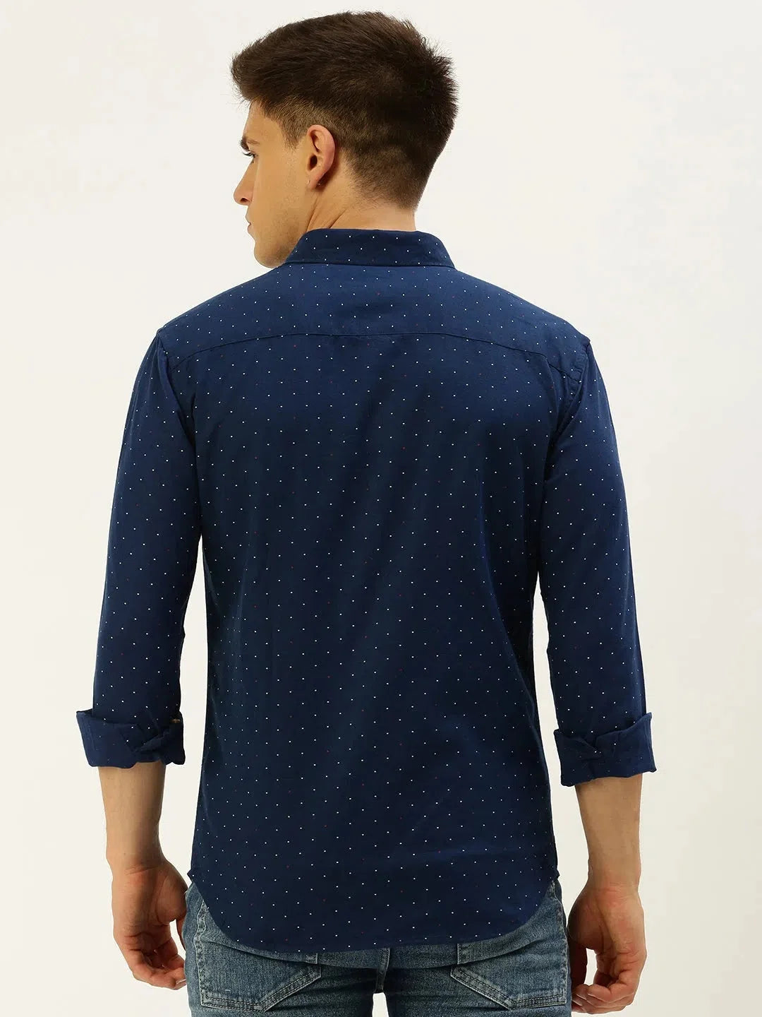 Navy Printed Linen Shirt - Mens Casual Style | DesiQlo