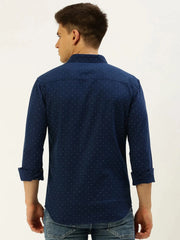 Men Navy Printed Casual Shirt-REPLAYPRINTSLINEN-3448-Navyblue