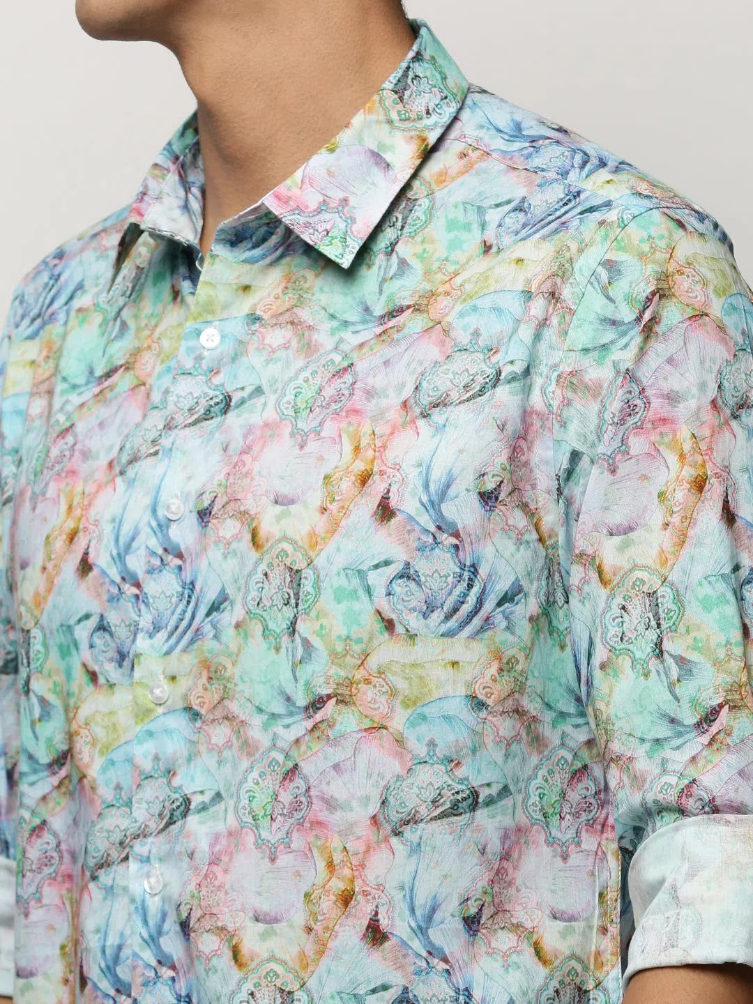 Men's Multi Printed Cotton Shirt | Ethnic Motifs | DesiQlo
