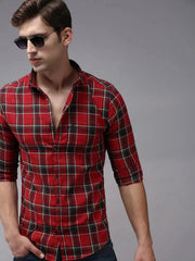 Men Red Checked Casual Shirt-ACHIEVERCHECKS-1195-Red