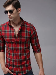 Men Red Checked Casual Shirt-ACHIEVERCHECKS-1195-Red