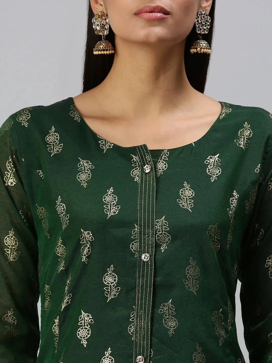 Green Printed Cotton Kurta: Stylish Indian Kurta for Women