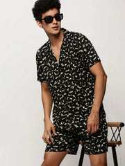 Men Black Printed Casual Co ords-AM-98-21-Black
