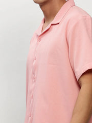 Men Peach Solid Casual Casual Shirts-AGASTHYA-1589-Peach