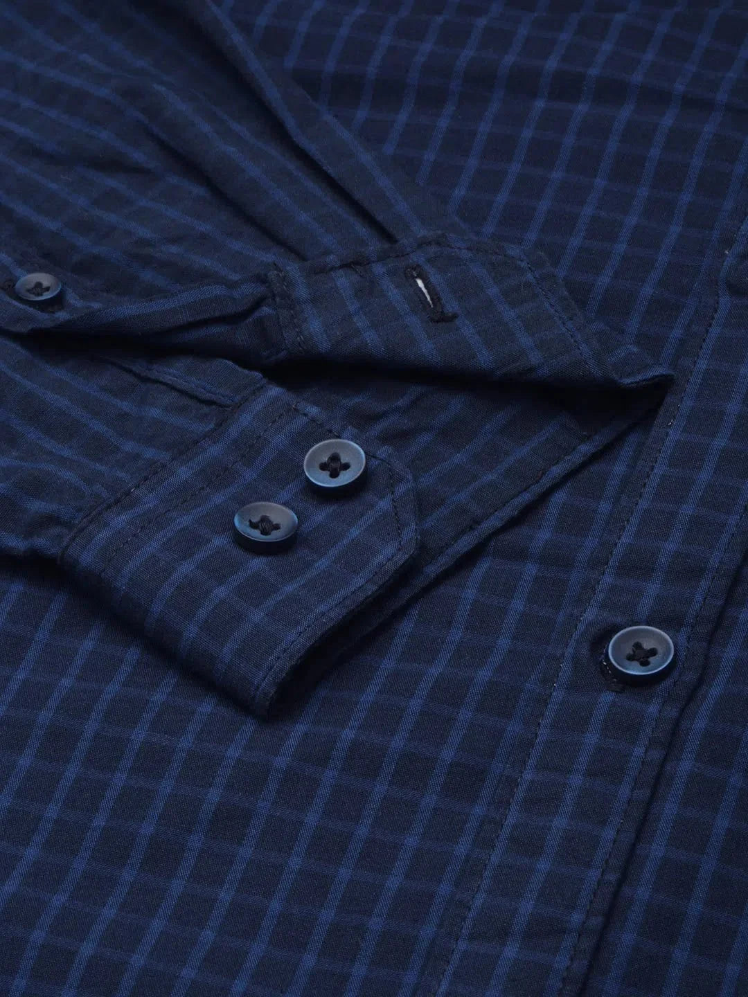 Men's Navy Checked Cotton Shirt | Casual Wear