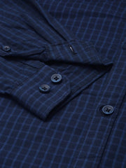 Men Navy Checked Casual Shirt-SOMNIUMCHECKS-2006-Navyblue