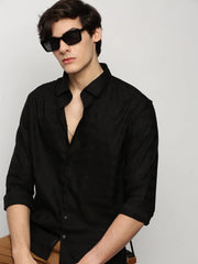 Men Black Striped Casual Casual Shirts-GLANZAPLAIN-5328-Black