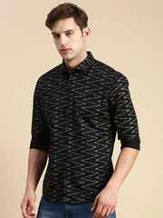 Men Black Printed Casual Shirt-RANGEPRINT-4914-Black